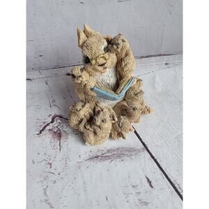 STONE CRITTERS Storyteller Bunny Rabbit with Babies Figurine Easter Spring Décor